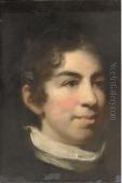 Portrait Of A Boy, Head-and-shoulders, In A Raised Collar Oil Painting by John Constable