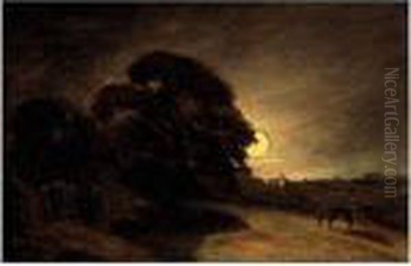 Edge Of A Heath By Moonlight Oil Painting by John Constable