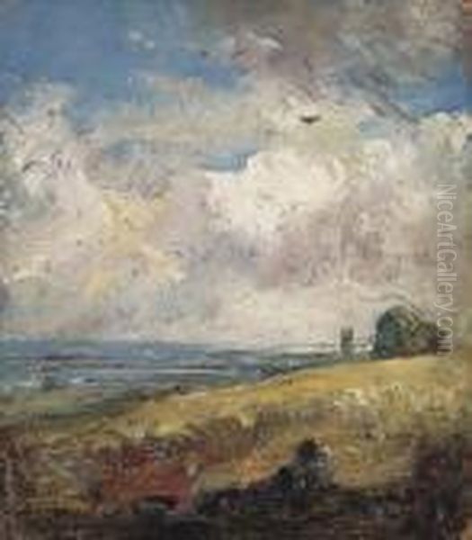 The Skylark, Dedham (recto); Study Of A Cow (verso) Oil Painting by John Constable