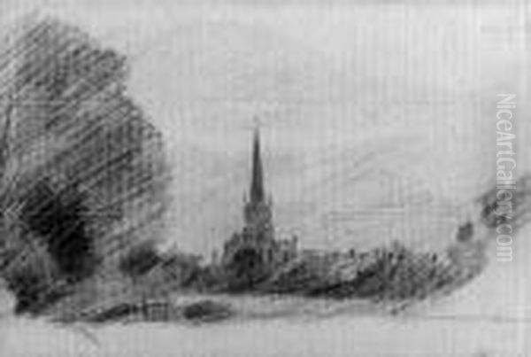 Solihull Church From The Grounds In Front Of Malvern Hall Oil Painting by John Constable