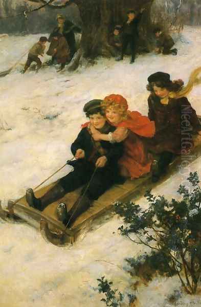 A Merry Sleigh Ride Oil Painting by Georges Sheridan Knowles