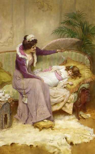 Mother's Comfort Oil Painting by Georges Sheridan Knowles