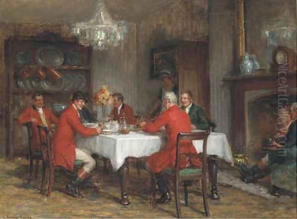 The huntsman's lunch Oil Painting by Georges Sheridan Knowles