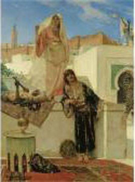 A La Terrasse Oil Painting by Benjamin Jean Joseph Constant