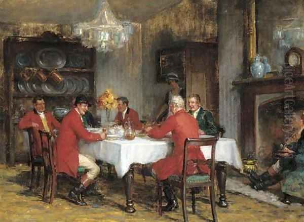 Lunch after the hunt Oil Painting by Georges Sheridan Knowles