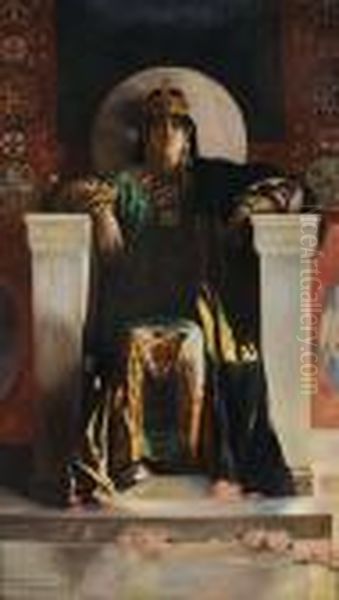 Empress Theodora Seated On Her Throne Oil Painting by Benjamin Jean Joseph Constant