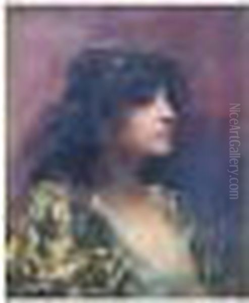 Portrait D'une Jeune Femme Oil Painting by Benjamin Jean Joseph Constant