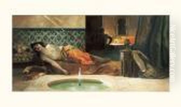 Femme Orientale Etendue Sur Un Sofa Oil Painting by Benjamin Jean Joseph Constant