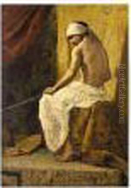 A Seated Arab Oil Painting by Benjamin Jean Joseph Constant