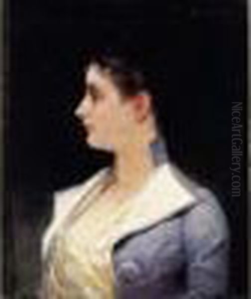 Portrait De Femme. Oil Painting by Benjamin Jean Joseph Constant