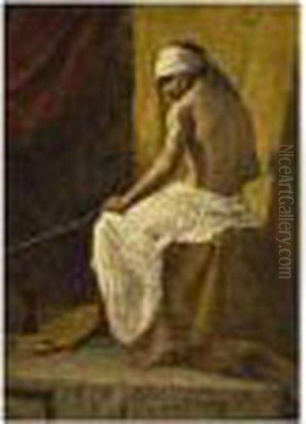 A Seated Arab Oil Painting by Benjamin Jean Joseph Constant