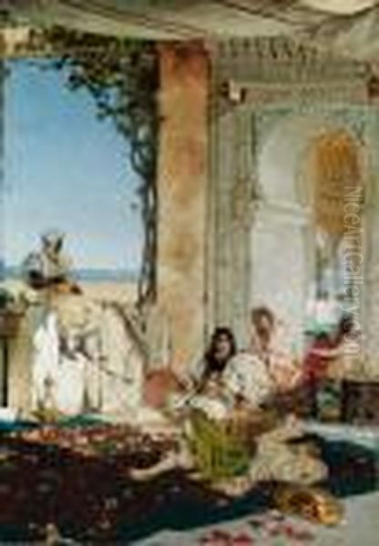 Femmes De Harem Au Maroc Oil Painting by Benjamin Jean Joseph Constant