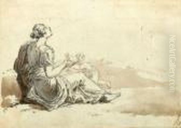 Femme Assise Au Sol Oil Painting by Jean Antoine Constantin D'Aix