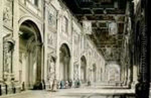 L'interno Di San Giovanni In Laterano Oil Painting by Jean Antoine Constantin D'Aix