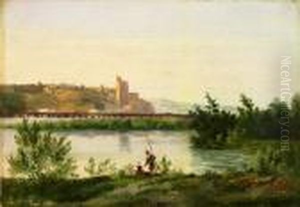 Paysage Au Pont Oil Painting by Jean Antoine Constantin D'Aix