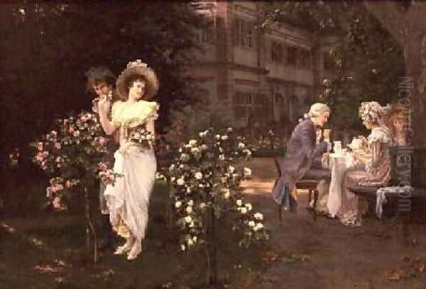 Teatime romance Oil Painting by Hermann Koch