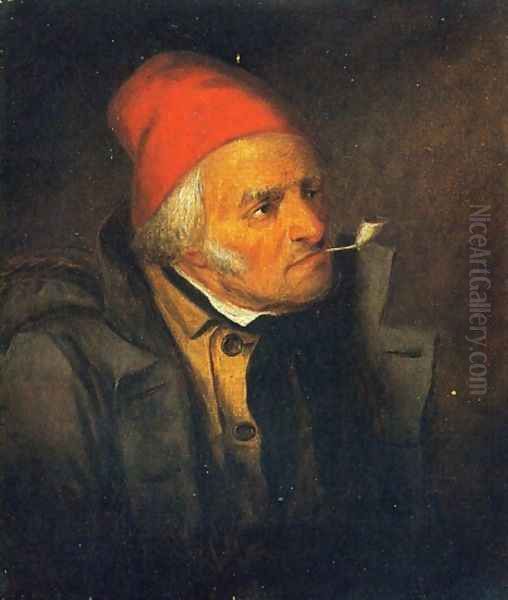 Man with Red Hat and Pipe Oil Painting by Cornelius David Krieghoff