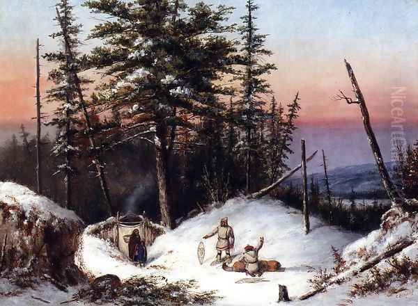 Trappers on the Frontier Oil Painting by Cornelius David Krieghoff