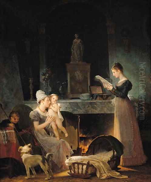 Reading the Letter Oil Painting by Johann Victor Kramer