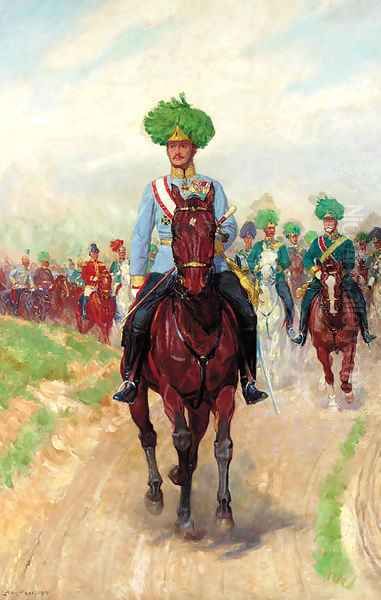 Karl I leading his troops Oil Painting by Ludwig Koch