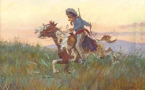 Full gallop Oil Painting by Ludwig Koch