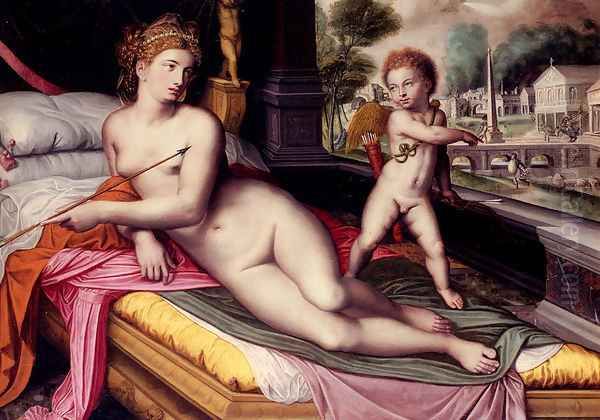 Venus And Cupid Oil Painting by Willem Adriaensz Key