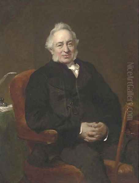 Portrait of Ralph Price Esq., seated three-quarter-length, in a black suit Oil Painting by John Prescott Knight