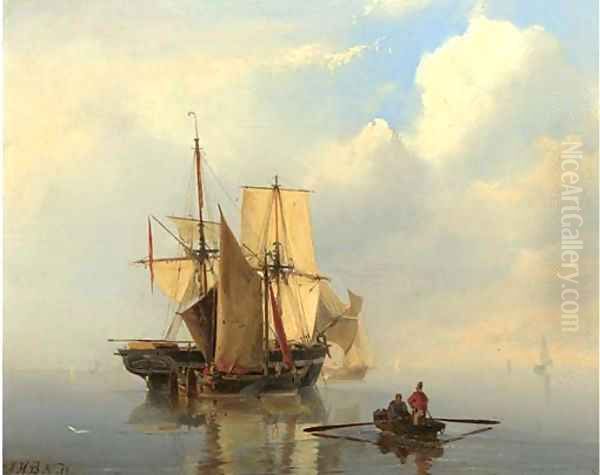 A calm Oil Painting by Johannes Hermanus Koekkoek