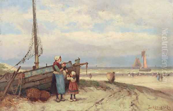 Bringing the catch home Oil Painting by Johannes Hermanus Koekkoek