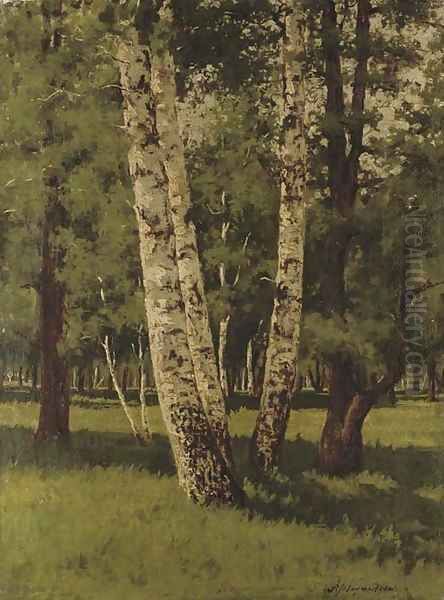 Birch trees Oil Painting by Arkhip Ivanovich Kuindzhi