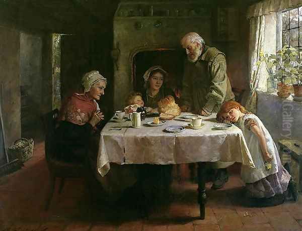 Grace Before Supper Oil Painting by Mary Evelina Kindon