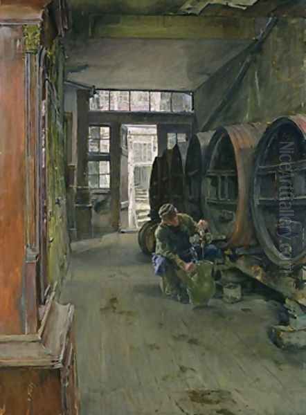 In the Vinegar Factory in Hamburg Oil Painting by Gotthardt Kuehl