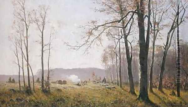 A Clearing in an Autumnal Wood Oil Painting by Max Kuchel