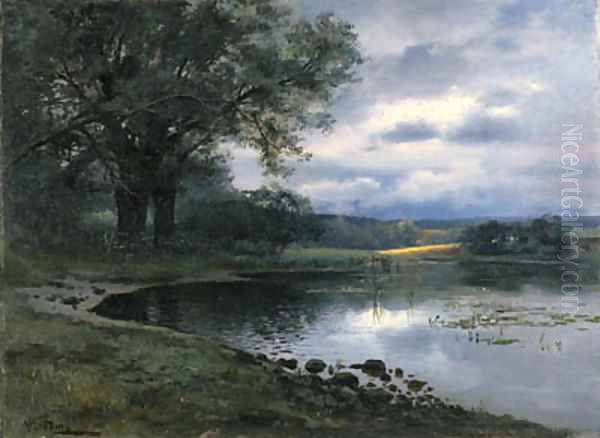 Landscape with a Pond Oil Painting by Nikolai Alexandrovich Klodt