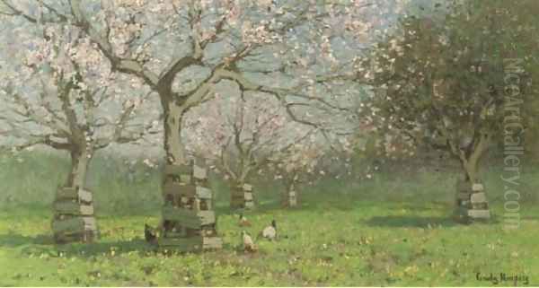 A flowering orchard Oil Painting by Cornelis Kuypers