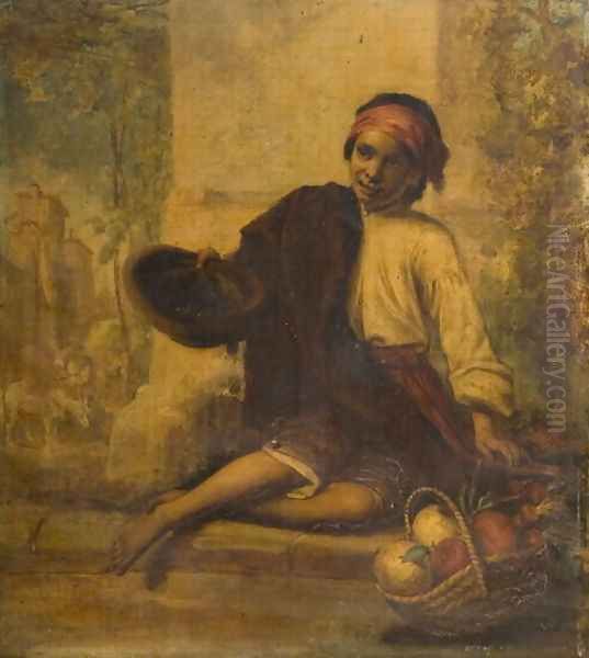 Boy Selling Fruit Oil Painting by William Knight Keeling