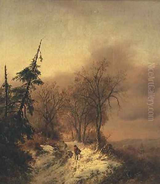 Winter scene with figures Oil Painting by Cornelis Kruseman