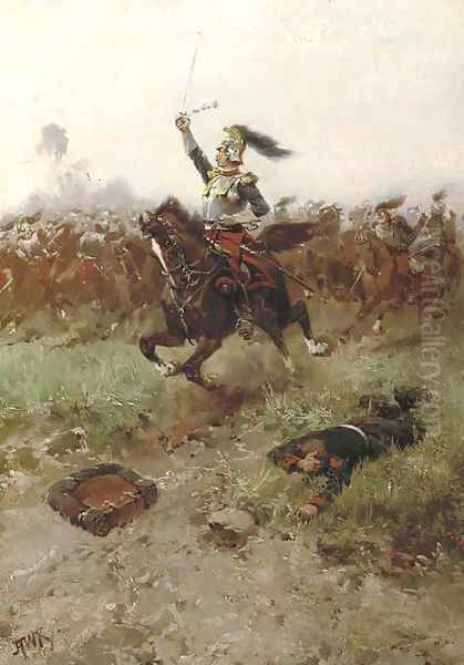 Courageous cuirassiers Oil Painting by Hermanus Willem Koekkoek