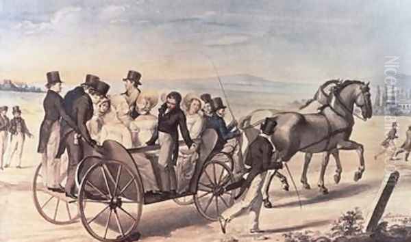 Excursion of the Schubertians from Atzenbrugg to Aumuhl Oil Painting by Leopold Kupelwieser