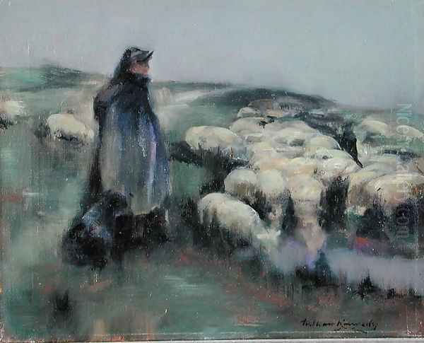 A Shepherdess Oil Painting by William Kennedy