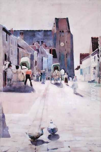 The Main Street Grez sur Loing Oil Painting by William Kennedy