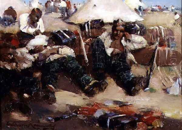 In Camp Oil Painting by William Kennedy