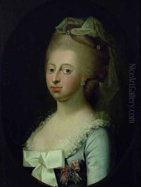 Portrait of Queen Caroline Mathilde (1751-1775) Oil Painting by Herman Koefoed