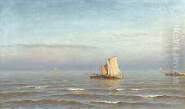 Sailing out to sea Oil Painting by Jan Theodore Kruseman