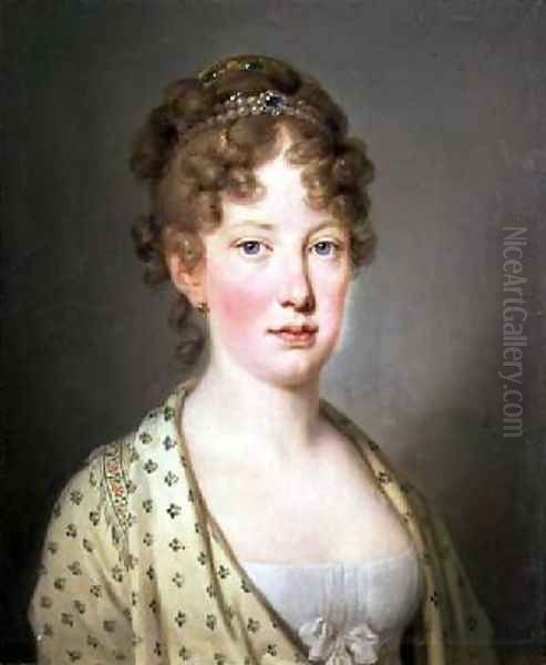 Archduchess Leopoldina of Austria Oil Painting by Joseph Kreutzinger