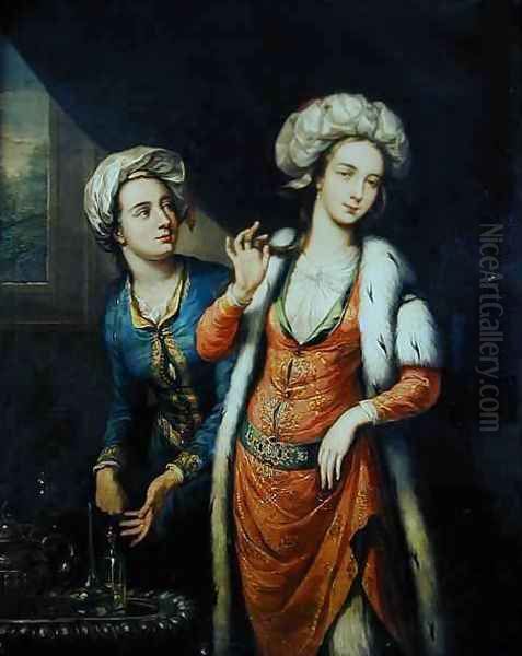 Portrait of a Lady thought to be Lady Mary Wortley Montagu 1689-1762 Oil Painting by George Knapton