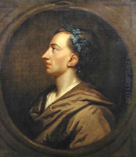 Alexander Pope 1688-1744 Profile Crowned with Ivy Oil Painting by Sir Godfrey Kneller