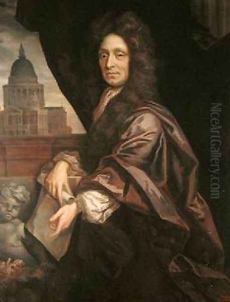 Sir Christopher Wren 1632-1723 Oil Painting by Sir Godfrey Kneller