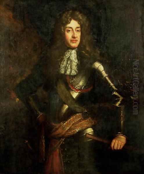 Portrait of King James II 1633-1701 In Armour Oil Painting by Sir Godfrey Kneller