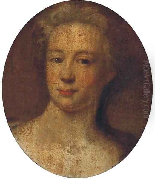 Portrait of a lady, head-and-shoulders, oval Oil Painting by Sir Godfrey Kneller